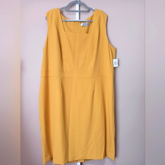 Kasper Women's (Size 24W) Butterscotch Sleeveless Sheath Midi Dress (NWT) - Picture 1 of 16